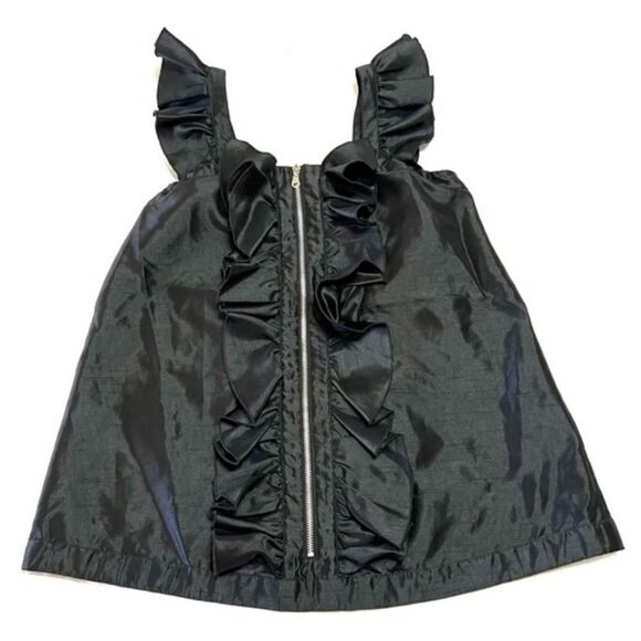Twelve by Twelve Black Sleeveless Top Ruffle Front Zip Up Size XS - Picture 10 of 10